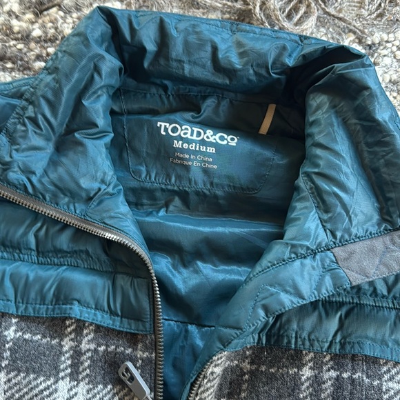 Toad&Co Breckinridge women’s jacket wool Hybrid puffy turquoise gray plaid NWT M - Picture 4 of 16